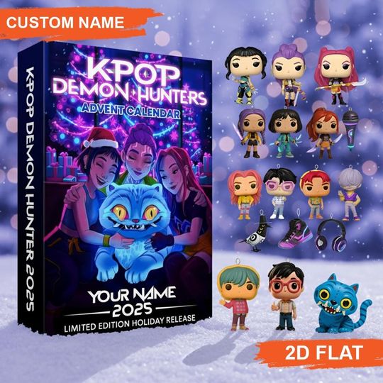 Discover Kpop Demon Hunter Advent Calendar 2025 Acrylic Ornament Set Custom Name 2D Flat Anime Characters Holiday Gift