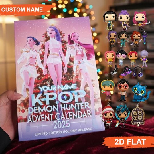 Personalized Kpop Demon Hunter Acrylic Advent Calendar 2025 Ornament Set 2D Flat Anime Girl Design