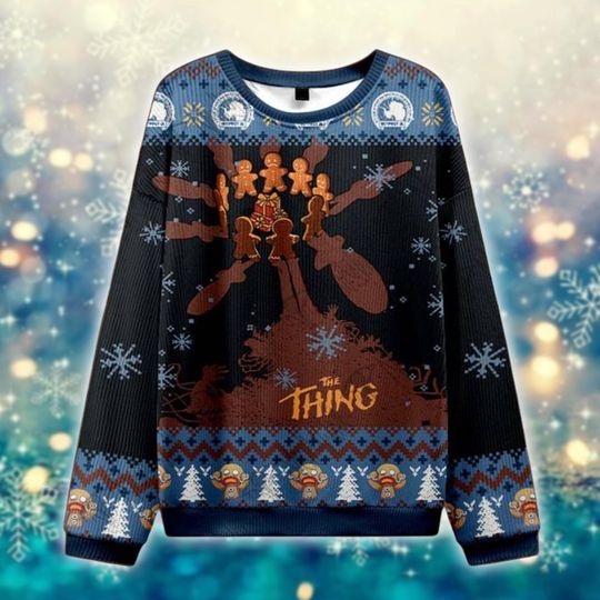 Discover Alien Cookie Horror Christmas Shirt, Creepy Holiday Ugly Sweater, Funny Monster Xmas Jumper, Winter Gift for Horror Fan, Weird Cookie Crew Outfit