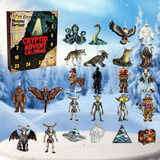 Discover Cryptid Advent Calendar 2025, 24-Day Cryptid & Mythical Creature Ornament Set