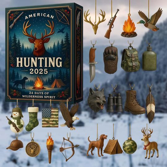 Discover American Hunting Advent Calendar 2025, 24-Day Christmas Countdown with Hunting-Themed Mini Gifts