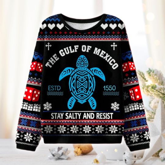 Discover Gulf of Mexico Turtle Ugly Christmas Sweater, Beach Holiday Stay Salty Sweatshirt, Ocean Lover Xmas Gift