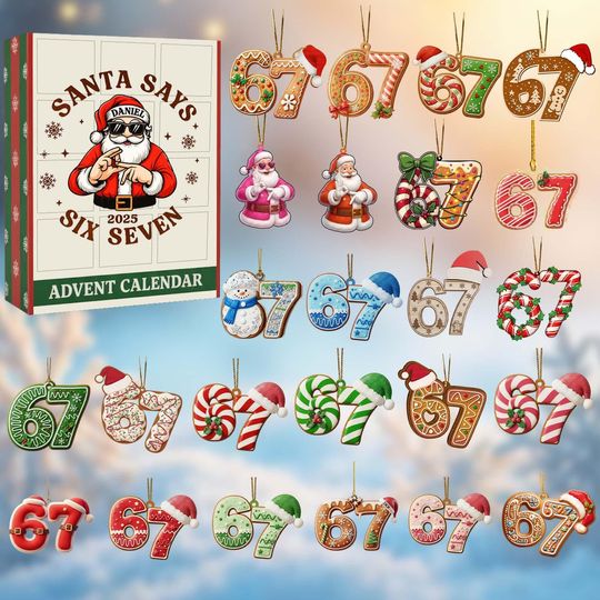 Discover Six Seven Advent Calendar 2025, 24-Day Christmas Countdown Box with Funny Teen Slang Acrylic Ornaments