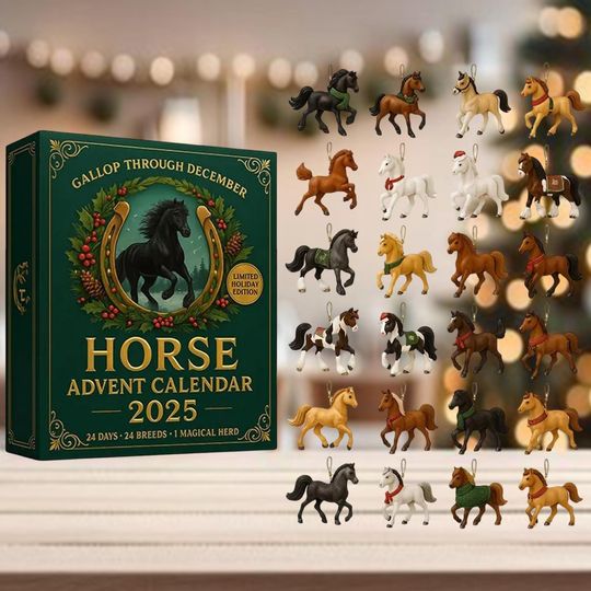 Discover Horse Advent Calendar 2025, 24-Day Christmas Countdown with Horse Figurines, Gift Calendar