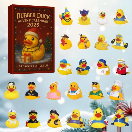 Discover Rubber Duck Advent Calendar 2025, 24-Day Christmas Countdown Box, Cute Duck Figurine Gift Set