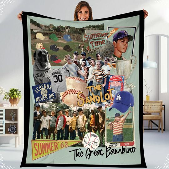 The Sandlot Fleece Blanket, Legends Never Die Blanket, Baseball Squad Crew, Vintage Movie Blanket, Baseball Team Blanket, Sandlot Baseball