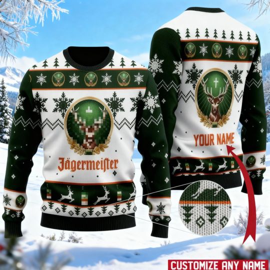 Master Hunter Liqueur Ugly Christmas Sweater, Ugly Christmas Sweater, Stag Deer Funny Holiday Jumper, Herbal Alcohol, Xmas Party Sweatshirt