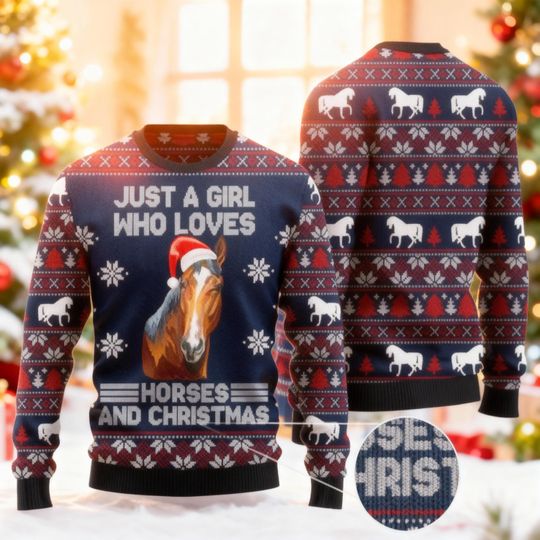 Just A Girl Who Loves Horse Ugly Sweatshirt, Funny Horse Ugly Sweater, Equestrian Sweatshirt Horse Girl Shirt, Horse Sweatshirt