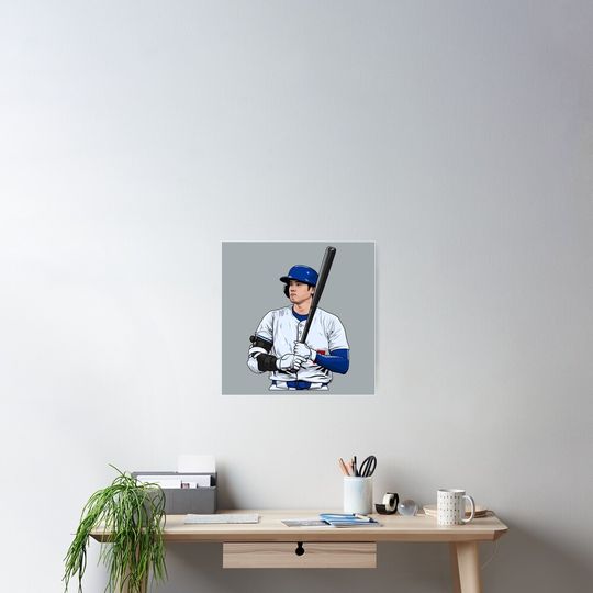 Discover Shohei Ohtani at Bat – Baseball Legend Illustration Poster