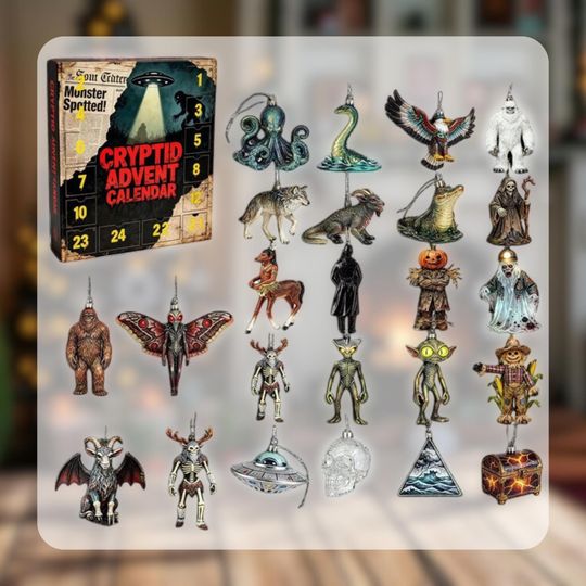Discover Acrylic Advent Calendar Blind Box Cryptid Advent Calendar 2025 24 Mythical Monster Ornaments Spooky Holiday Countdown