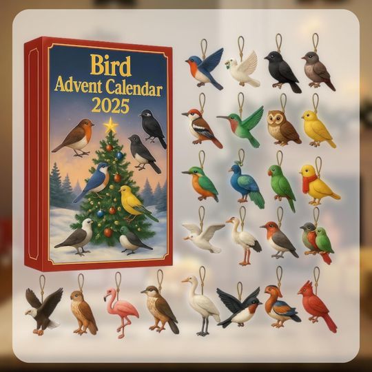 Discover Acrylic Advent Calendar Bird Ornaments 2025, 24-Pack for Home & Living Decor