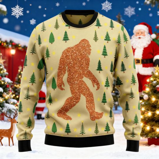 Discover Mery Squatchmas Holiday Sweater, Christmas Bigfoot Ugly Sweater, Bigfoot Xmas Sweater, Funny Sasquatch Ugly Christmas Sweater