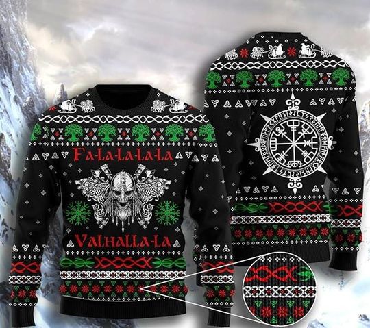 Christmas Viking Fa La La Valhalla Ugly Sweater, Viking Sweater Family, Viking Men Sweater, Xmas Kids Sweater, Viking Holiday Sweater