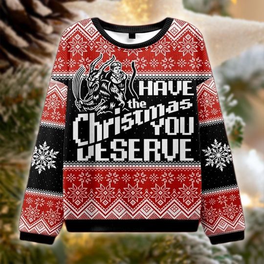 Have the Christmas You Deserve Ugly Christmas Sweater, Gothic Holiday Jumper, Dark Humor Xmas Knit, Festive Gift