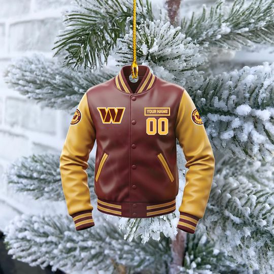 Washington Commanders Varsity Jacket Ornament, Personalized football Christmas Gift