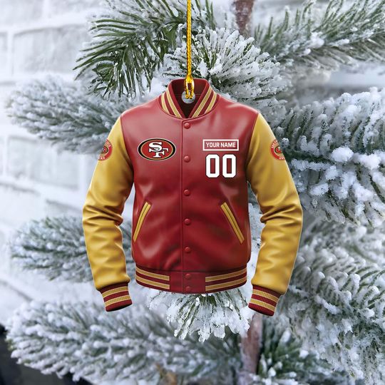 Personalized 49ers Varsity Jacket Ornament  football Football Christmas Gift