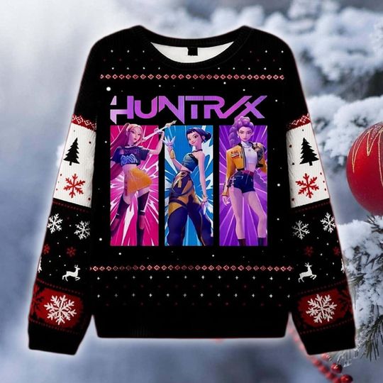 Discover Virtual Music Group Ugly Christmas Sweater, Game Character Fan Gift, Holiday Sweatshirt, Xmas Outfit, Kpop Music