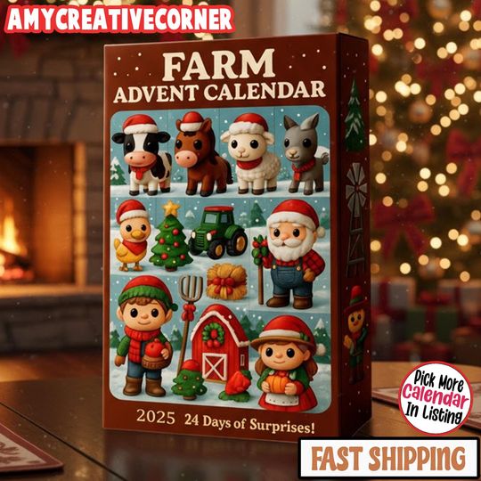 Discover Farm Land Advent Calendar 2025, 24 Days Christmas Countdown with Mini Farm Animal Figurines
