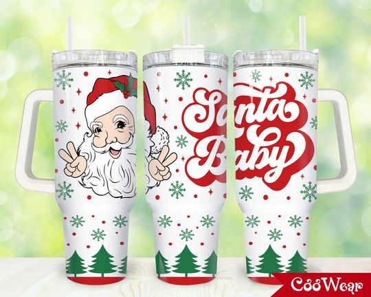 Discover Christmas Santa Claus 40oz Tumbler Wrap Png, Merry Christmas 2 pieces 40 oz Tumbler Png, Retro Christmas Tumbler 40oz Png,Sublimation Design