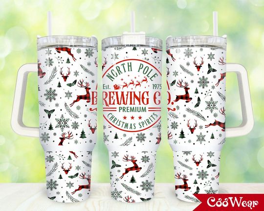 Discover Christmas Brewing Co 40oz Tumbler Wrap Png, Merry Christmas 2 pieces 40 oz Tumbler Png, Christmas Tumbler 40oz Png, Sublimation Designs