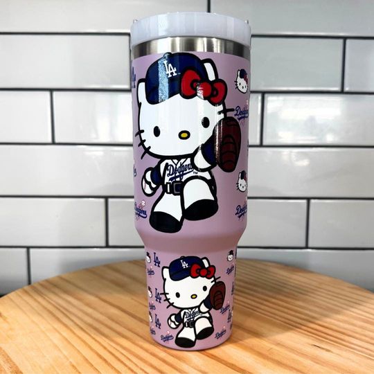 Hello Kitty Dodgers Tumbler Set: Lavender Mug, Pen & Keychain