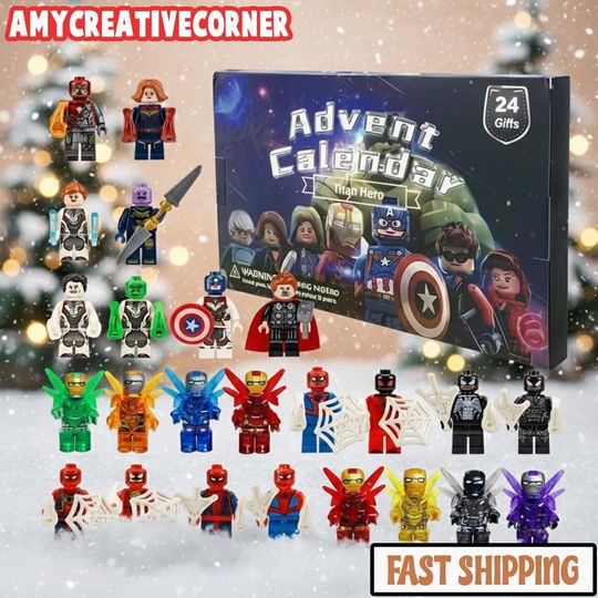Discover Super Hero Advent Calendar, 24pcs Superhero Building Blocks Advent Calendar, Super Hero Christmas Advent Calendar