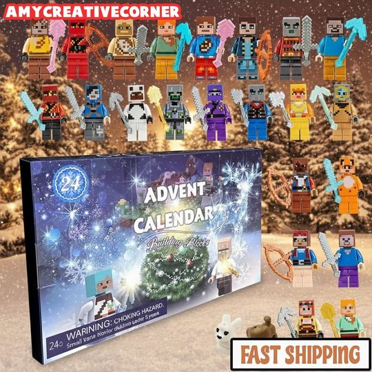 Discover Pixel Block World Advent Calendar 2025, 24 Days Gaming Countdown Box, Mini Builder Figures Set, Fun Christmas Gift for Kids and Gamers