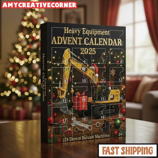 Discover Heavy Equipment Advent Calendar, 24pcs Crane Car Building Blocks Advent Calendar, Construction Die-cast Set