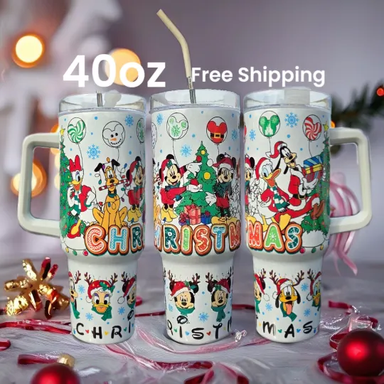 Discover Christmas Mouse 40oz Tumbler - Stainless Steel W/Handle Fun Cartoon Cup