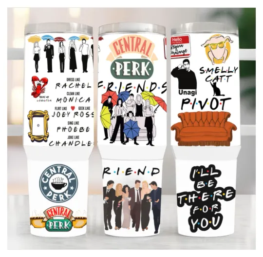 Discover 40OZ FRIENDS STAINLESS STEEL TUMBLER W/LID & STRAW INSULATED