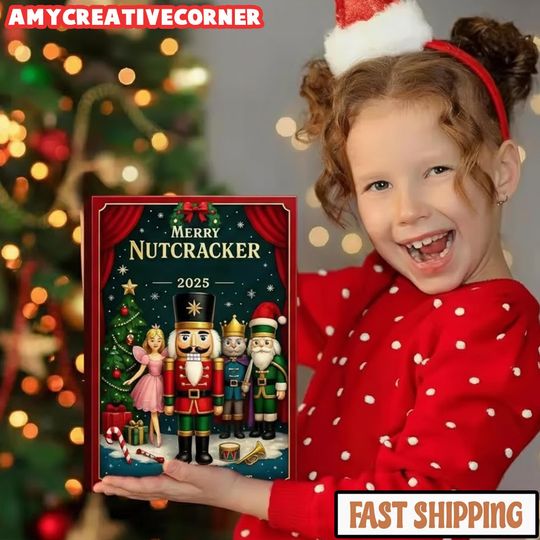 2025 Merry Nutcracker Advent Calendar, Flat 2D Acrylic Christmas Ornament Set Featuring Classic Characters