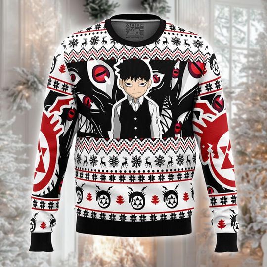 Discover Anime Homunculus Christmas Ugly Sweater, Evil Eye Xmas Gift, Ouroboros Holiday Jumper, Funny Manga Fan Ugly Outfit