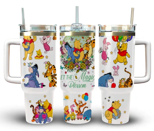 Discover Handmade 40oz Stainless Steel Tumbler-Winne the Pooh-Magic-Friends-Gift