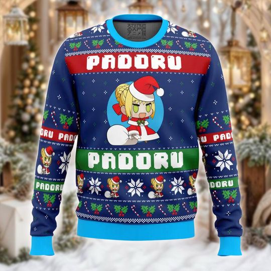 Discover Hasan Santa Ugly Christmas Sweater, Anime Xmas Jumper, Manga Holiday Sweatshirt, Funny Christmas Gift for Anime Lover, Otaku Crewneck