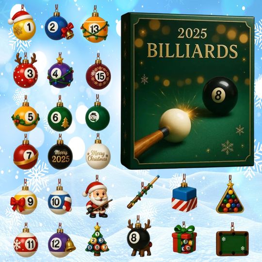Discover 2D Billiards Themed 2025 Advent Calendar Christmas, Christmas Countdown Calendars, 24 Days of Xmas Surprises with 24 Collectible for Him Gift