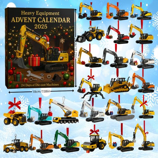 Discover Heavy Equipment Advent Calendar 2025, 24 Die-Cast Machines, 24 Days Christmas Countdown Calendar