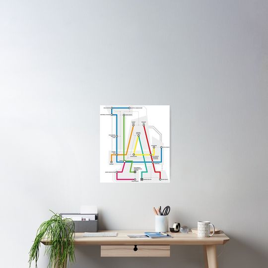 Discover Los Angeles Metro Map Art Poster