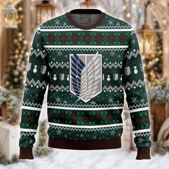 Discover Scout Regiment Ugly Christmas Sweater, Anime Xmas Jumper, Manga Holiday Sweatshirt, Scouting Legion Gift, Titan Crewneck for Anime Fan