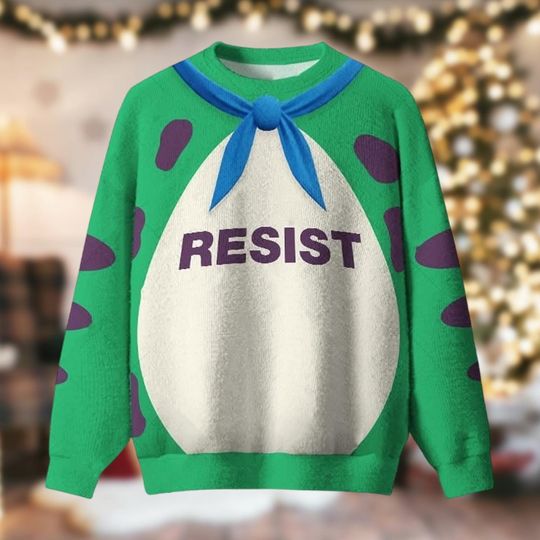 Discover Resist Ugly Christmas Sweater, Funny Political Jumper, Cartoon Inspired Holiday Pullover, Protest Xmas Gift, Statement Apparel