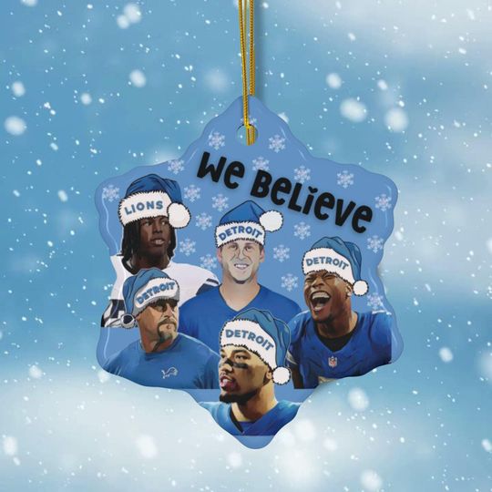 Discover Blue We Believe Detroit Football Ceramic Ornament, football Fan Decor, Football Team Holiday Gift, Hanging Decoration, Lions Christmas Gift