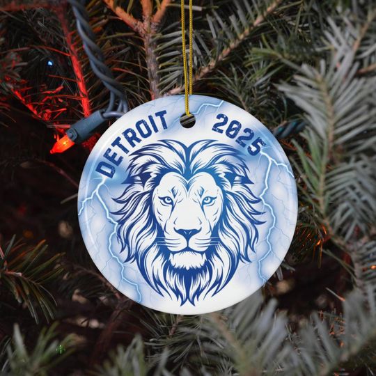 Discover Detroit Football Ceramic Ornament, football Fan Decor, Blue Lion, Football Team Holiday Gift, Hanging Decoration, Lions Christmas Gift