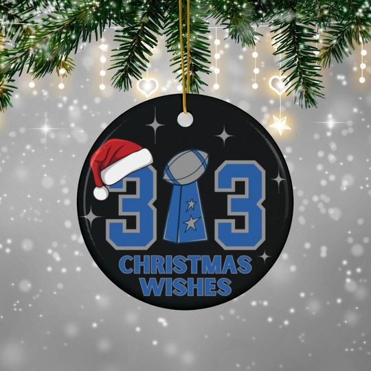 Discover 313 Detroit Football Ceramic Ornament, football Fan Decor Lions Ornament, Football Team Holiday Gift, Hanging Decoration, Lions Christmas Gift