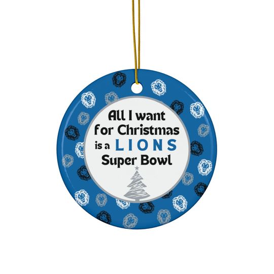 Lions Christmas Ornament | Tree Ornament | All I Want For Christmas | Super Bowl | Football Ornament | Funny Christmas Ornament | Funny Gift