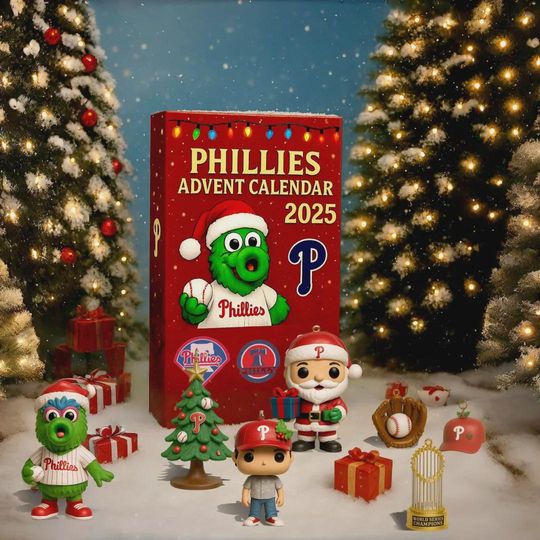 Discover Phillies 2025 Advent Calendar Baseball Fan Gift Christmas Countdown Box Philadelphia Holiday Ornament Set