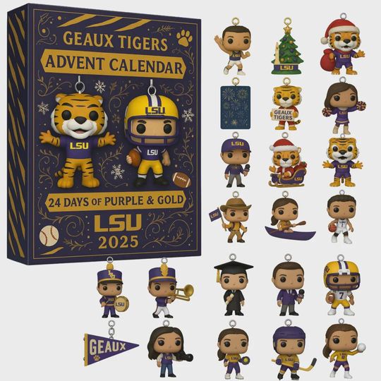 LSU Tigers 2025 Advent Calendar Geaux Tigers Christmas Countdown Box Purple And Gold Fan Gift For College Football Lovers