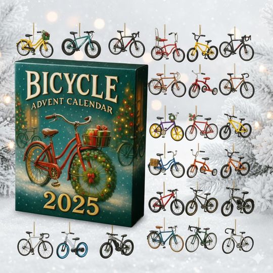 Discover Bicycle Advent Calendar 2025, 24-Day Christmas Countdown, Vintage Holiday Gift for Cyclists and Outdoor Lovers