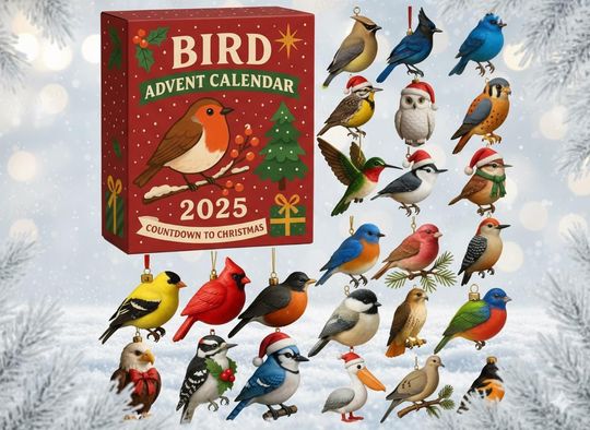 Discover Bird Advent Calendar 2025, 24-Day Countdown to Christmas, Nature-Inspired Holiday Gift for Bird Lovers