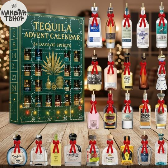 Discover 2D Acrylic Tequila Advent Calendar 2025, 24-Day Countdown Blind Box, Winter Holiday Gift Set, Wine Bottle Christmas Blind Box
