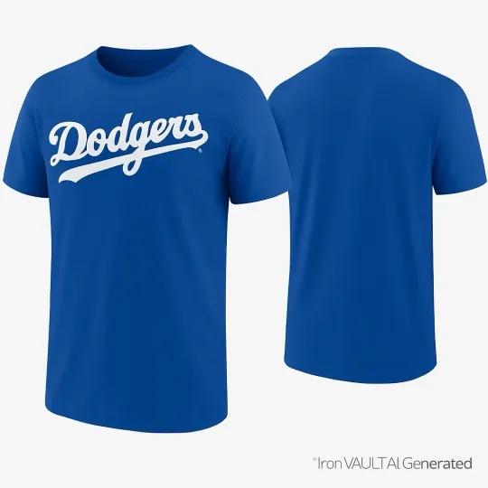 Discover Los Angeles Dodgers Fanatics Mens Medium Blue MLB T Shirt Script Logo Tee
