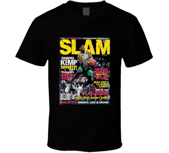 Discover Slam Magazine Issue 2 Shawn Kemp Popular Basketball Magazine Grunge Look T Shirt